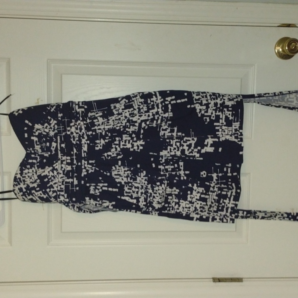 Strapless Navy Blue Dress with Pockets